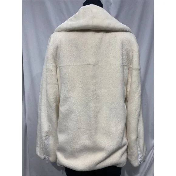 sheared mink white jacket bomber bleach (62145)
